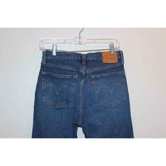 Levis Premium Womens High-Waisted Button-Fly Distressed Hem Blue Denim Jeans Siz - Picture 6 of 12